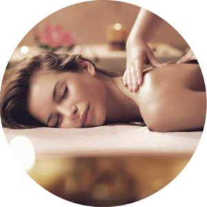 An image of a woman receiving a relaxing back massage.