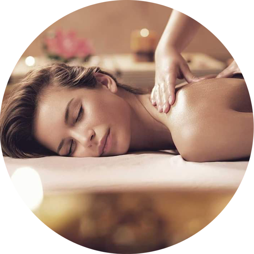 An image of a woman receiving a relaxing back massage.